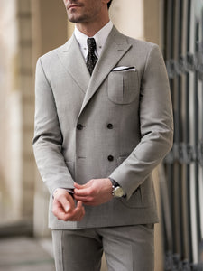 Grey Double Breasted Suit 2-Piece