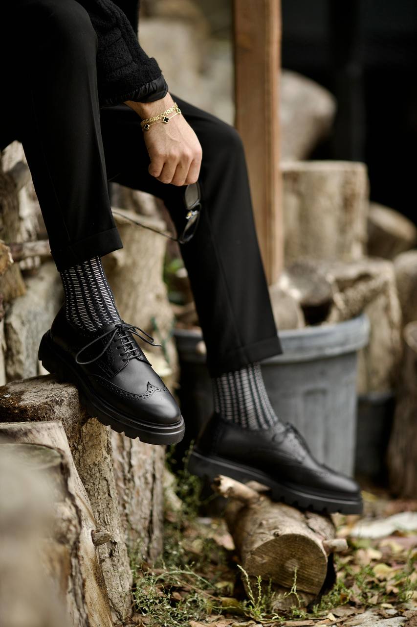 Bojoni Omaha Leather Black Oxford Shoes