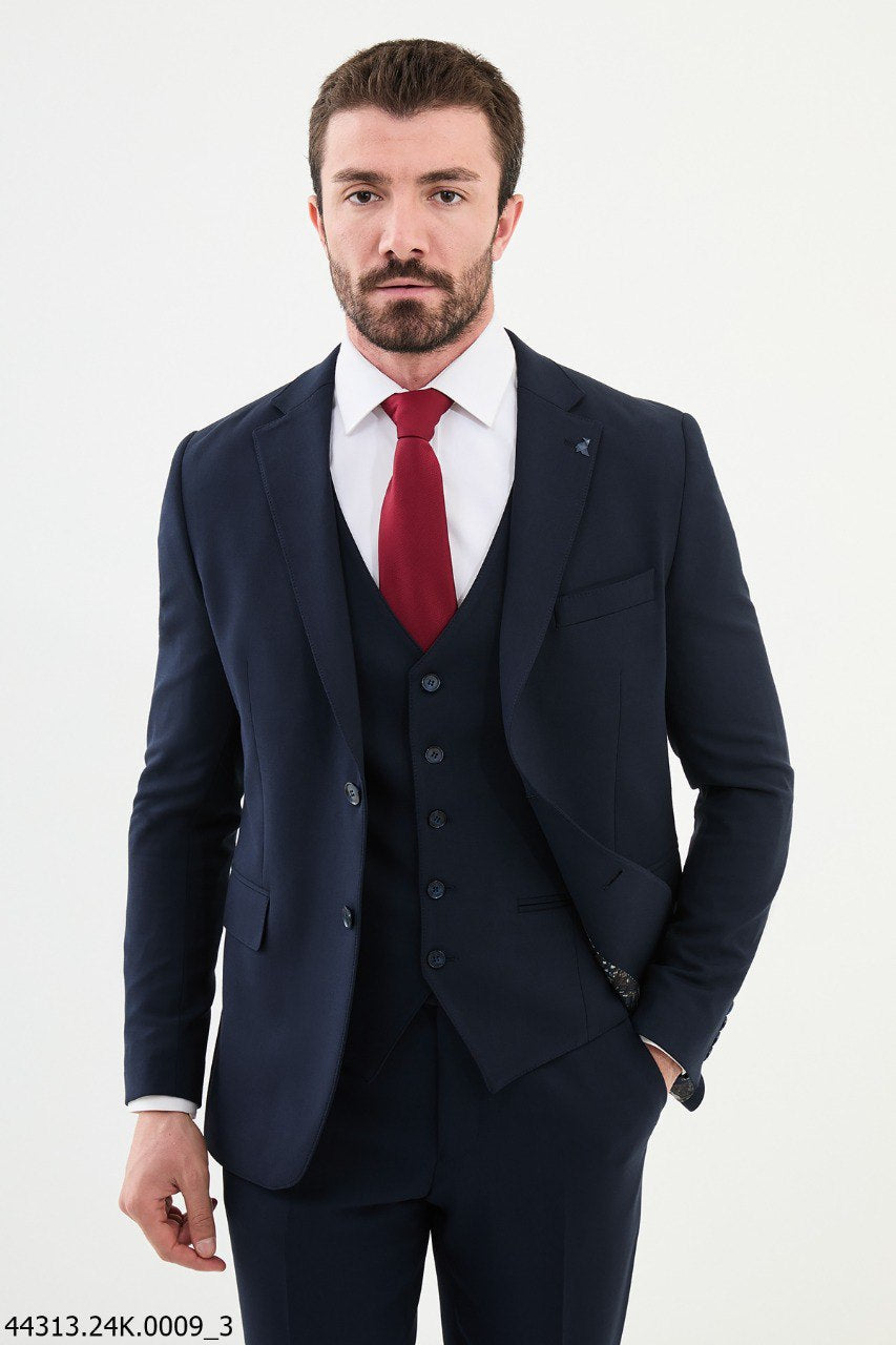 Bojoni Belmonte Navy Blue Classic Slim Fit Suit