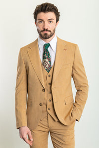 Bojoni Trivento Mustard Patterned Slim Fit Suit