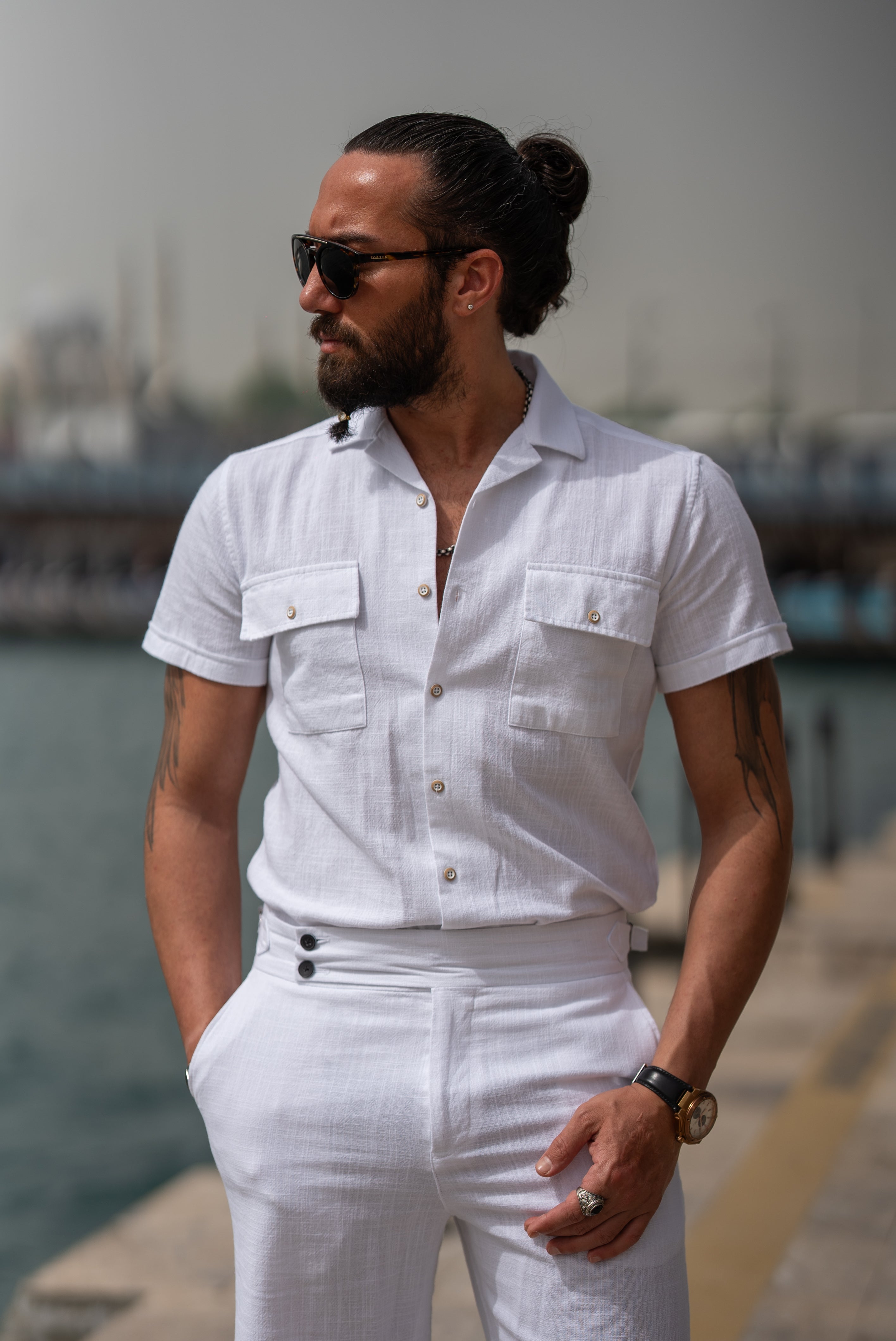 Bojoni Denver White Slim Fit Textured Cotton Shirt