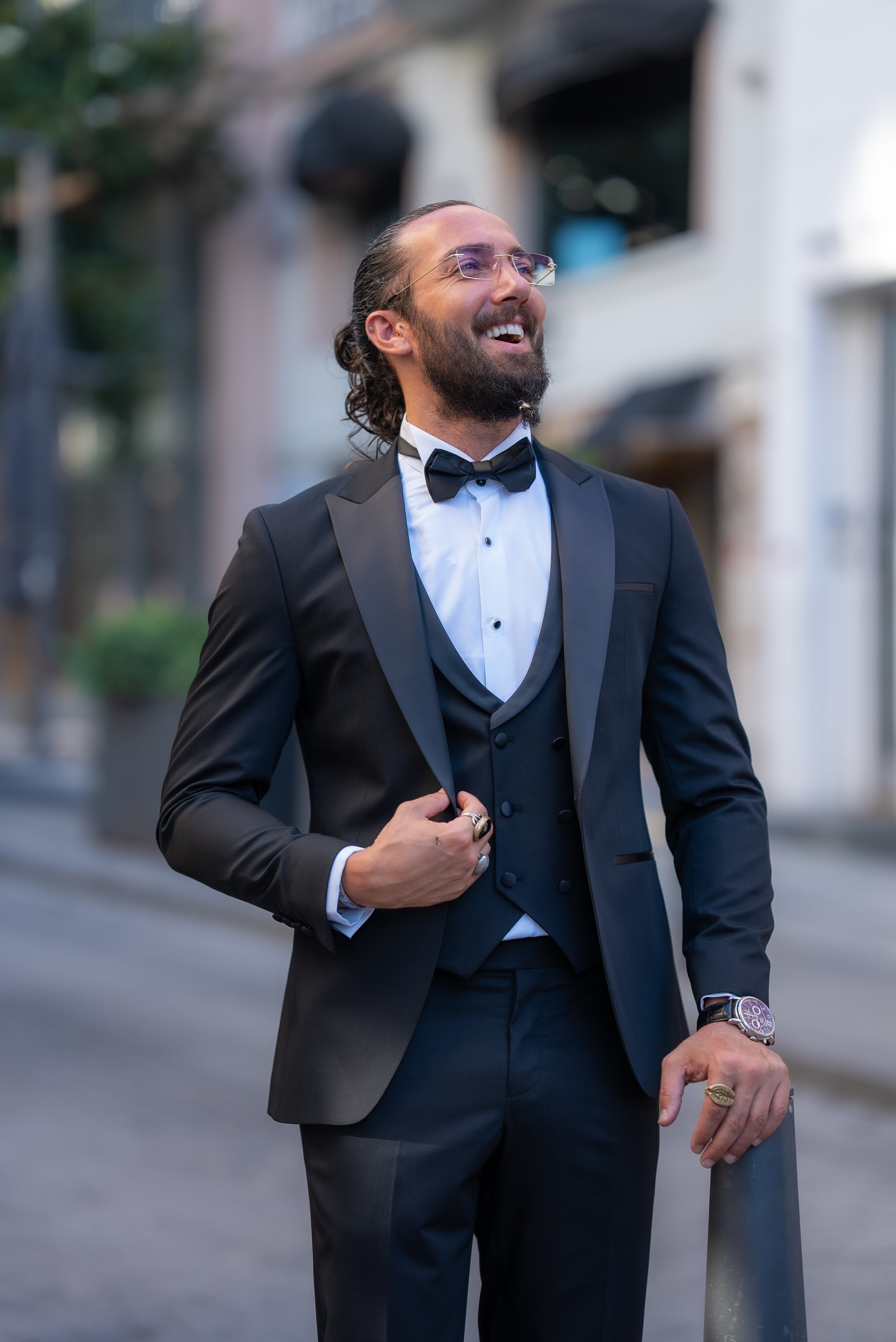 Bojoni Marelli Slim Fit Black Collar Detailed Tuxedo Suit | VICLAN Bojoni Marelli Slim Fit Black Collar Detailed Tuxedo Suit | VICLAN