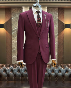 Bojoni Oxford Burgundy  Slim Fit Suit