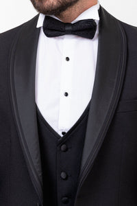 Bojoni Trivento Black Slim Fit Shawl Collar Suit Tuxedo