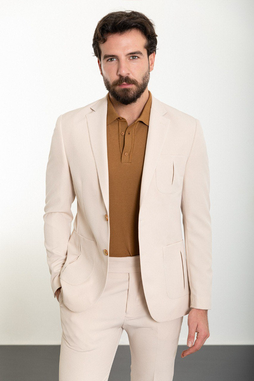 Bojoni Trivento Beige 2 Pieces Slim Fit Suit