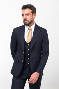 Bojoni Trivento Navy Blue Buttons Classic  Slim Fit Suit