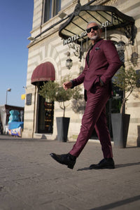 Bojoni Palermo Burgundy Slim Fit 2 Piece  Suit