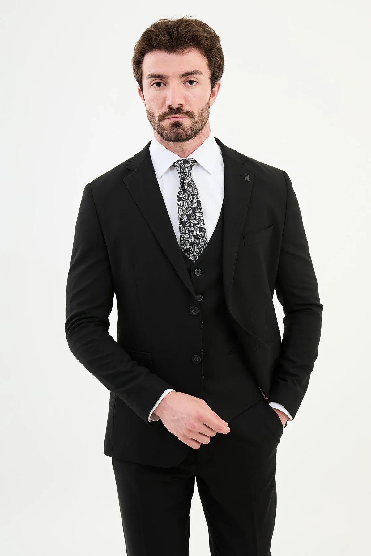 Bojoni Capena Black  Slim Fit Suit