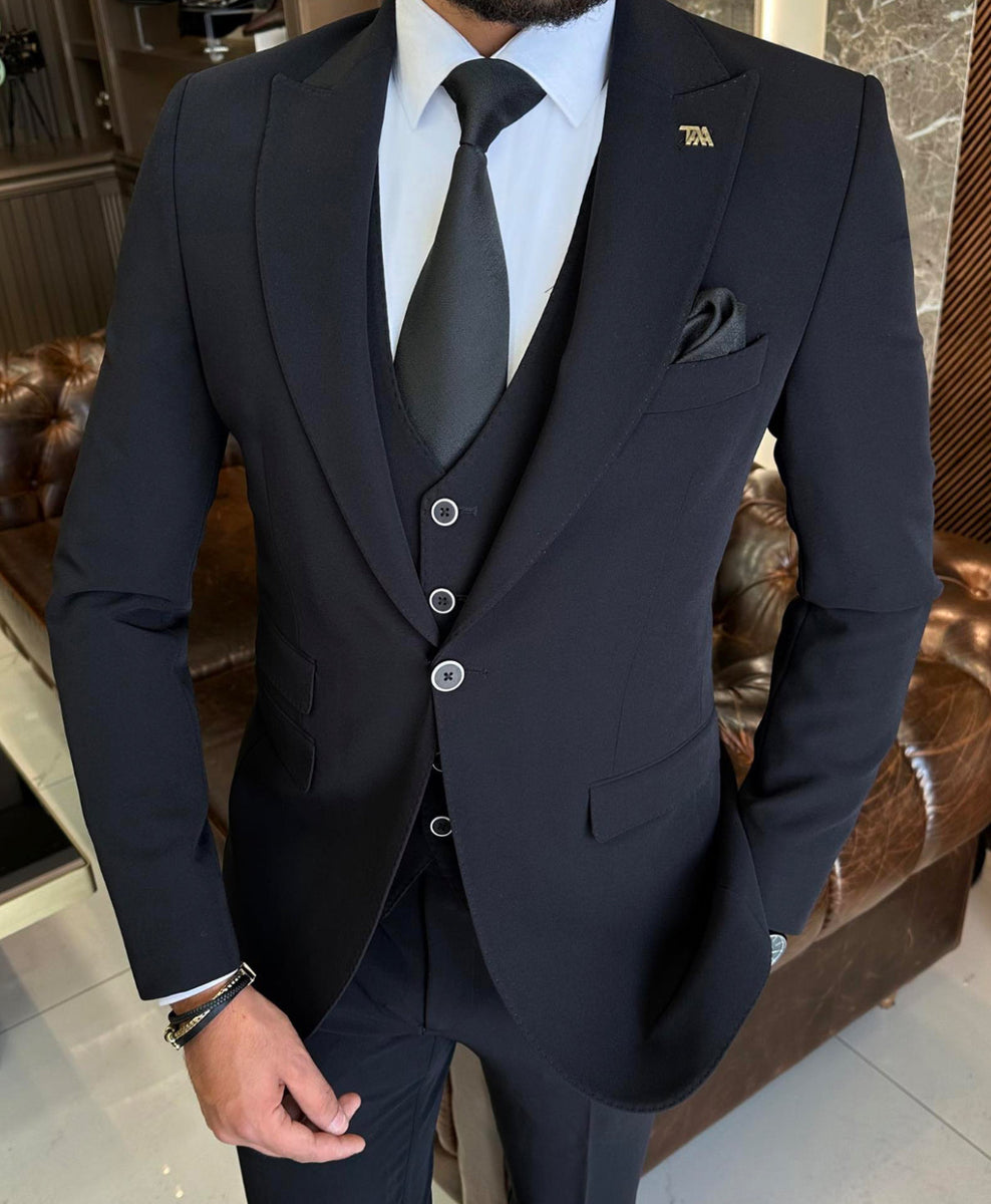 Bojoni Valencia Black Slim Fit Suit | VICLAN