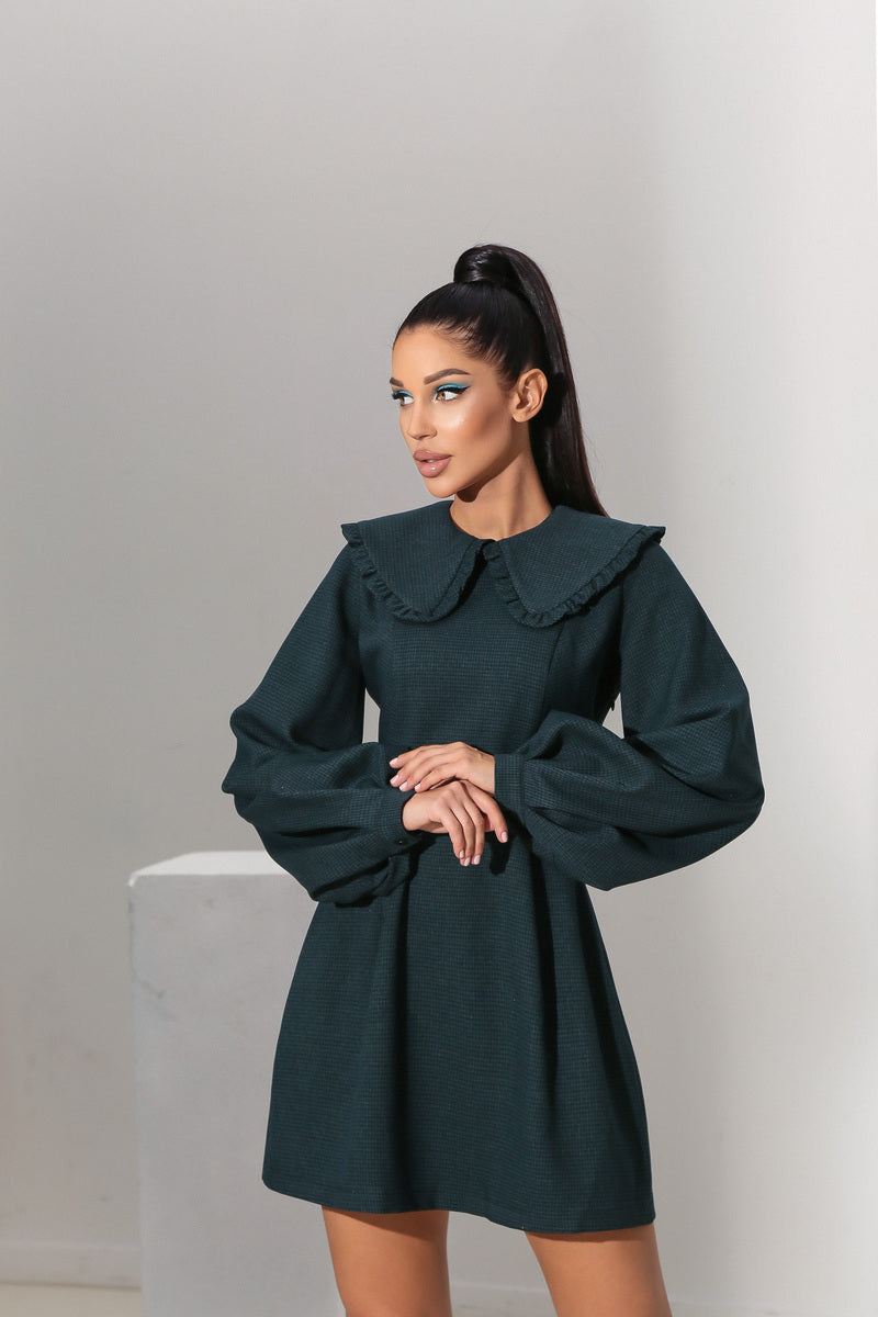 Plaid Green Turndown Collar Dress | VICLAN Plaid Green Turndown Collar Dress | VICLAN