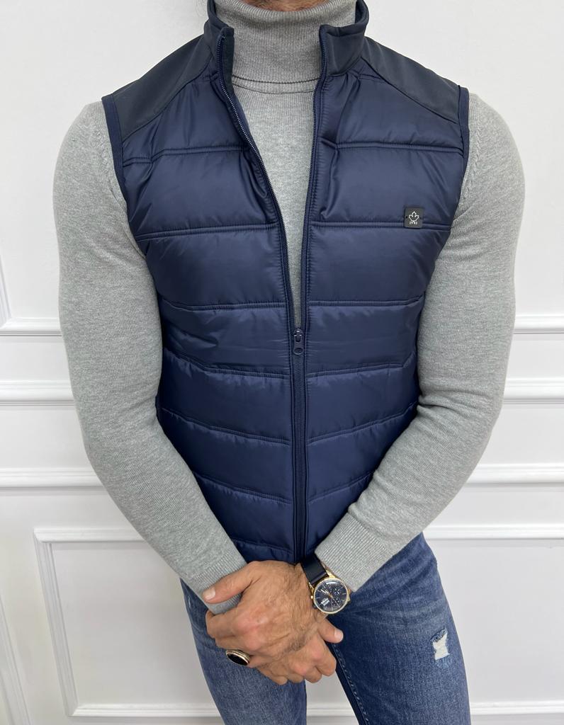 Leon Slim Fit Special Design Blue Vest