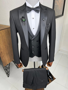 Luxe Slim Fit Dovetail Collared Black Tuxedo