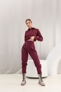 Textile Burgundy Suede Sweatshirt with Pants 