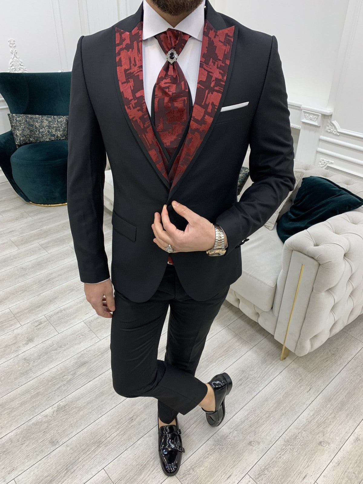 Bojoni Royal Red Slim Fit Tuxedo 