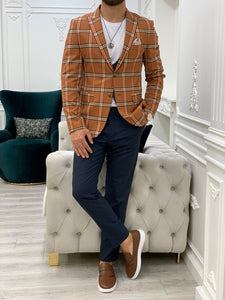 Areni Orange Plaid Slim Fit Suit-baagr.myshopify.com-1-BOJONI