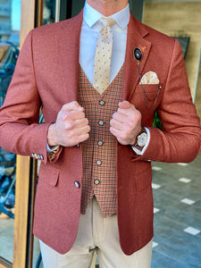 Bojoni Clifton Rust Slim Fit Notch Lapel Suit 