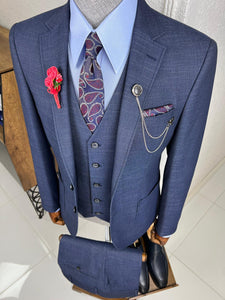 Luxe Slim Fit High Quality Woolen Navy Suit