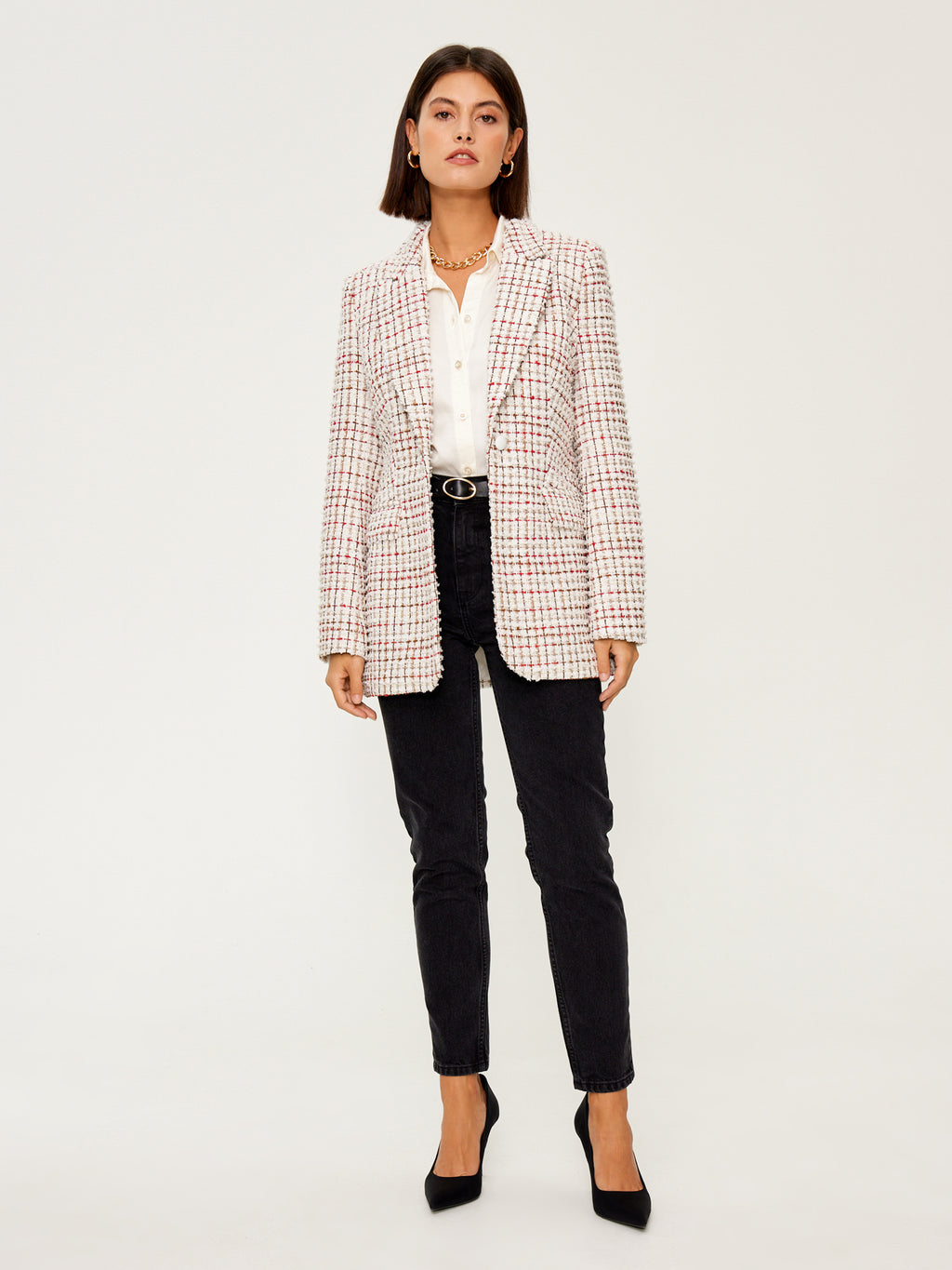 Clans Single-Breasted Tweed White Jacket 