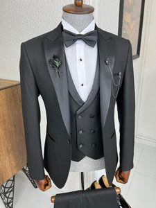 Luxe Slim Fit Dovetail Collared Black Tuxedo