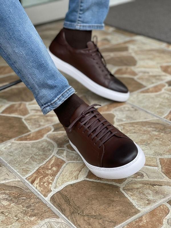 Argeli Brown Lace-Up Mid-Top Sneakers-baagr.myshopify.com-shoes2-BOJONI