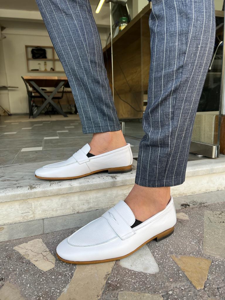 Bojoni Dover  White Penny Loafers 