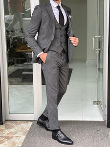 Abruzzo Gray Slim Fit Peak Lapel Wool Suit-baagr.myshopify.com-suit-BOJONI