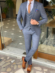 Bojoni Argeli Blue Slim Fit Plaid Check Wool Suit-baagr.myshopify.com-suit-BOJONI