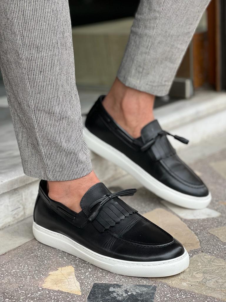 Bojoni Dover Black Kiltie Loafers 