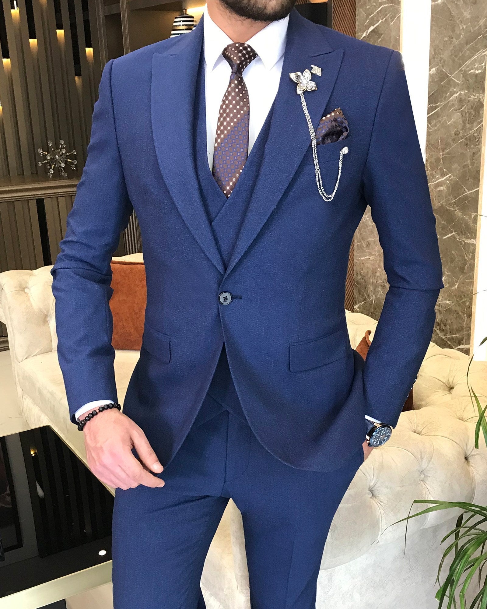 Bojoni Montreal Slim Fit Blue Suit
