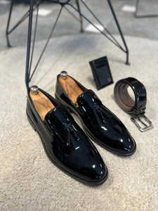 Bojoni Black Patent Leather Tassel Shoes 