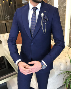 Bojoni Montreal Slim Fit Navy  Blue Suit