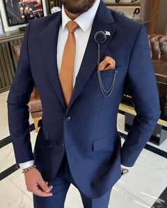 Bojoni Sheffield Navy Blue Slim Fit 2 Piece Notch Lapel Suit