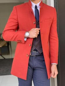 Bojo Tile Slim Fit Judge Collar Wool Long Coat-baagr.myshopify.com-Jacket-BOJONI