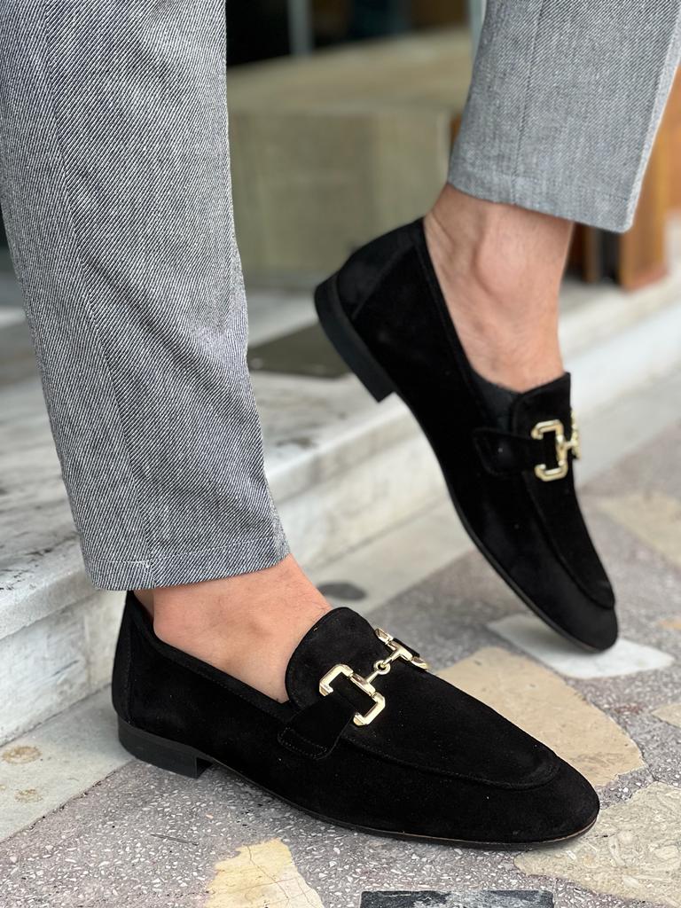 Bojoni Dover Black Suede Loafers 