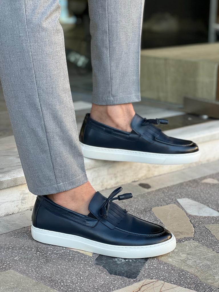 Bojoni Dover Dark Blue Kiltie Loafers 