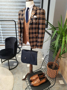 Bari Brown Slim Fit Plaid Suit-baagr.myshopify.com-suit-BOJONI