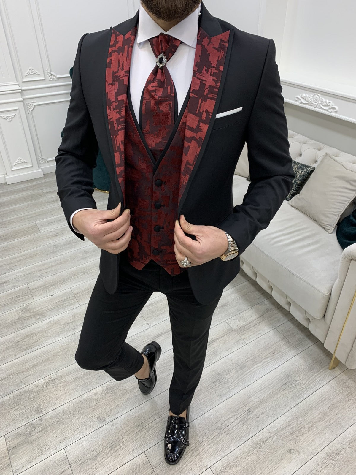 Bojoni Royal Red Slim Fit Tuxedo 