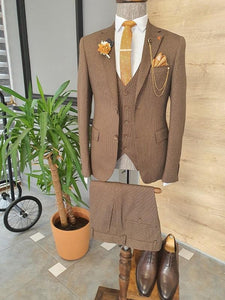 Giotto Brown Slim Fit Notch Lapel Wool Suit-baagr.myshopify.com-suit-BOJONI