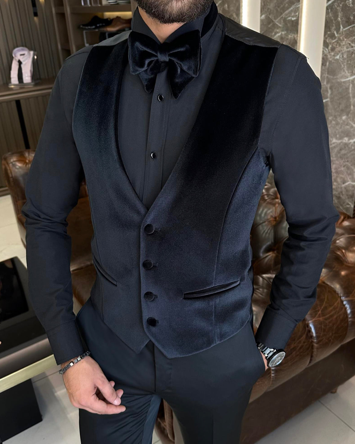 Bojoni Richbaum Royal Black  Slim Fit Tuxedo Suit