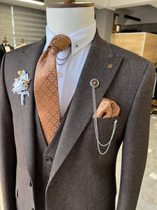 Bojoni Louis Brown Slim Fit Peak Lapel Suit 