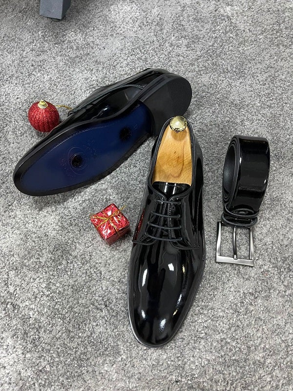 Bojoni Wooster Black Patent Leather Derby Shoes 