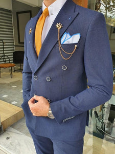 James Navy Blue Slim Fit Double Breasted Pinstripe Wool Suit-baagr.myshopify.com-suit-BOJONI