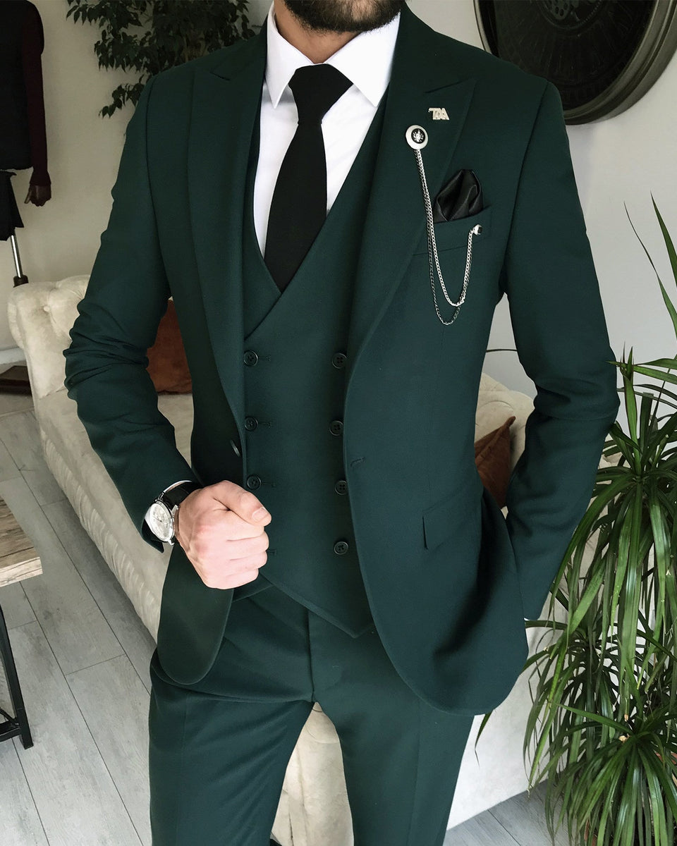 Bojoni Amato Slim Fit Dark Green Suit | VICLAN