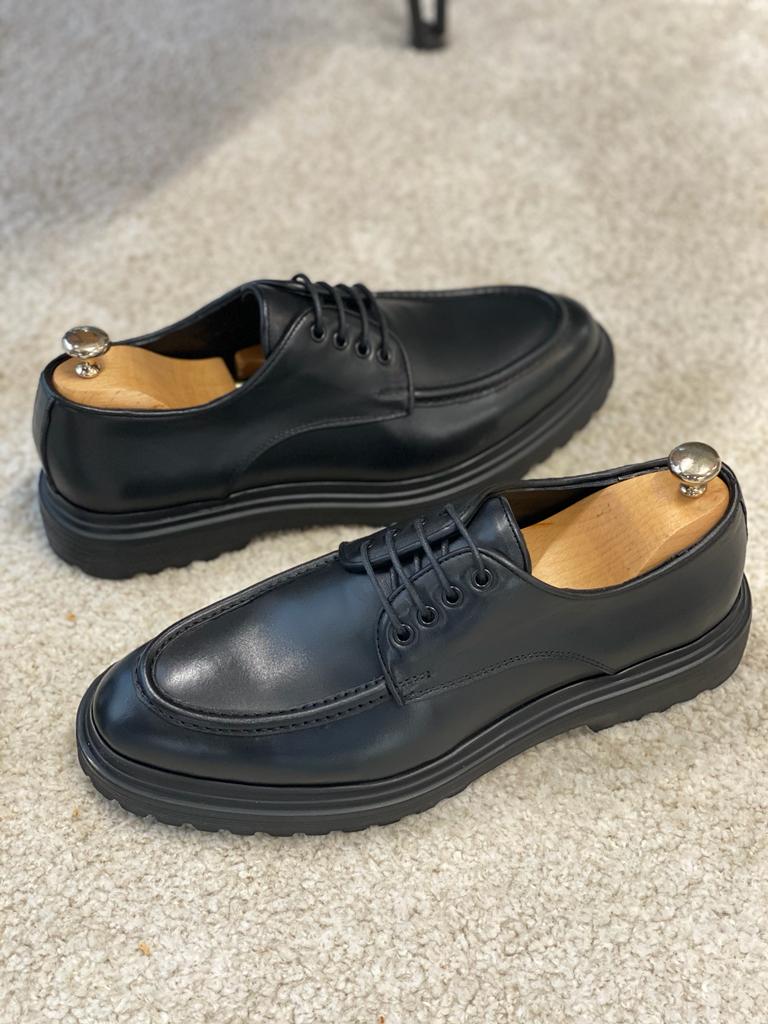 Bojoni Wooster Black Derby Shoes | VICLAN