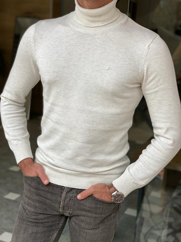 Bojoni Turino White Slim Fit Turtleneck Sweater-baagr.myshopify.com-sweatshirts-BOJONI