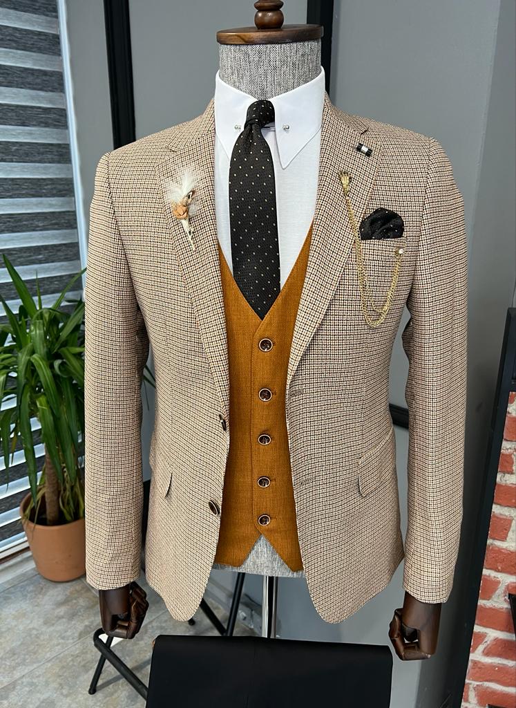 Bojoni Fremont Camel Slim Fit Notch Lapel Suit 