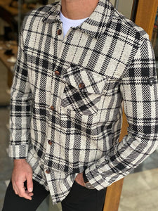 Bojoni Dayton Black Slim Fit Plaid Lumberjack Shirt 