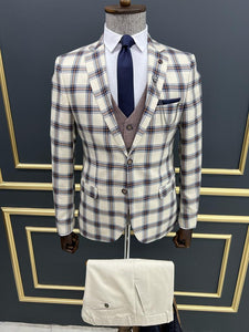 Benson Slim fit Plaid Striped Blue Suit