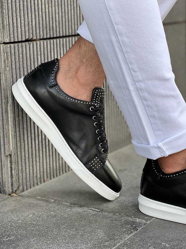 Benson Staple Detailed Eva Sole Black Sneakers | VICLAN