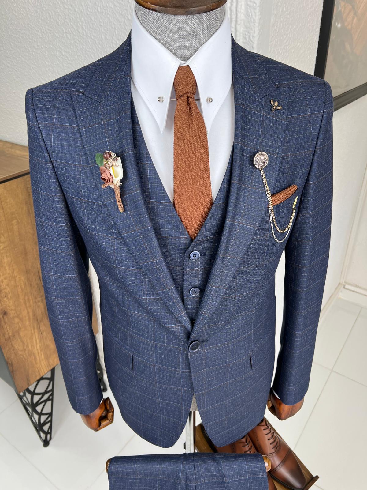 Luxe Slim Fit High Quality Navy Woolen Suit